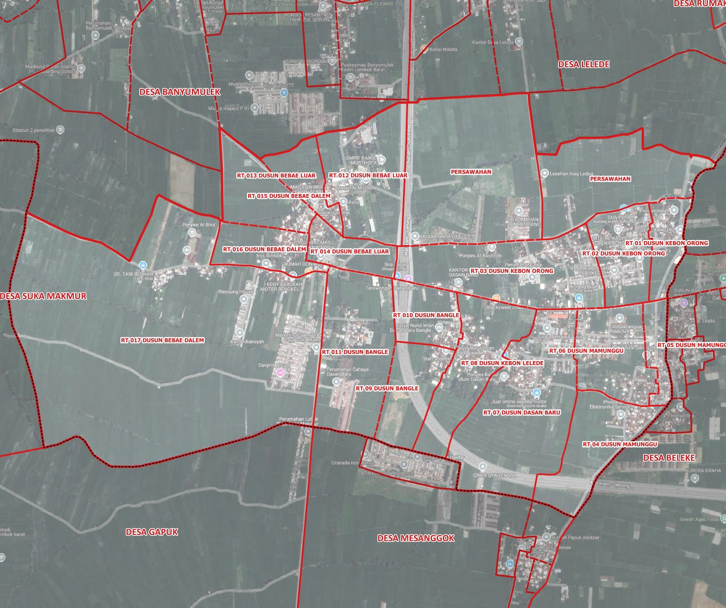 Peta Wilayah Desa Dasan Baru Lombok Barat